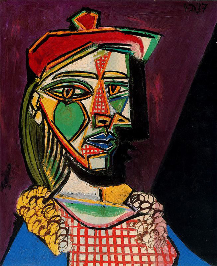 Picasso Woman in beret and checked dress 1937